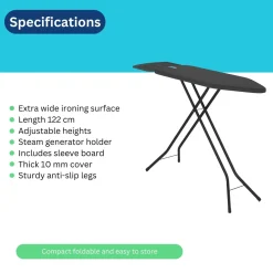 Wasophoogte Strijkplank - Met Strijkplank Stoomgenerator Plateau - 122*38 Cm - 4 Verstelbare Hoogte