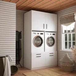 Wasophoogte Wasmachine Kast Venice - 700d X 1330b X 2350h Mm - Wit