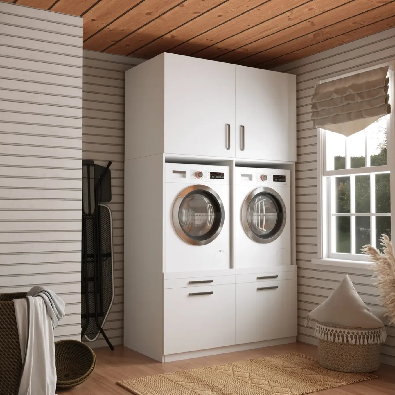 Wasophoogte Wasmachine Kast Venice - 700d X 1330b X 2350h Mm - Wit