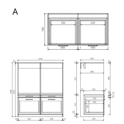 Wasophoogte Wasmachine Kast Venice - 700d X 1330b X 2350h Mm - Wit