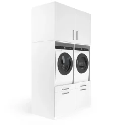 Wasophoogte Wasmachine Kast Venice - 700d X 1330b X 2350h Mm - Wit