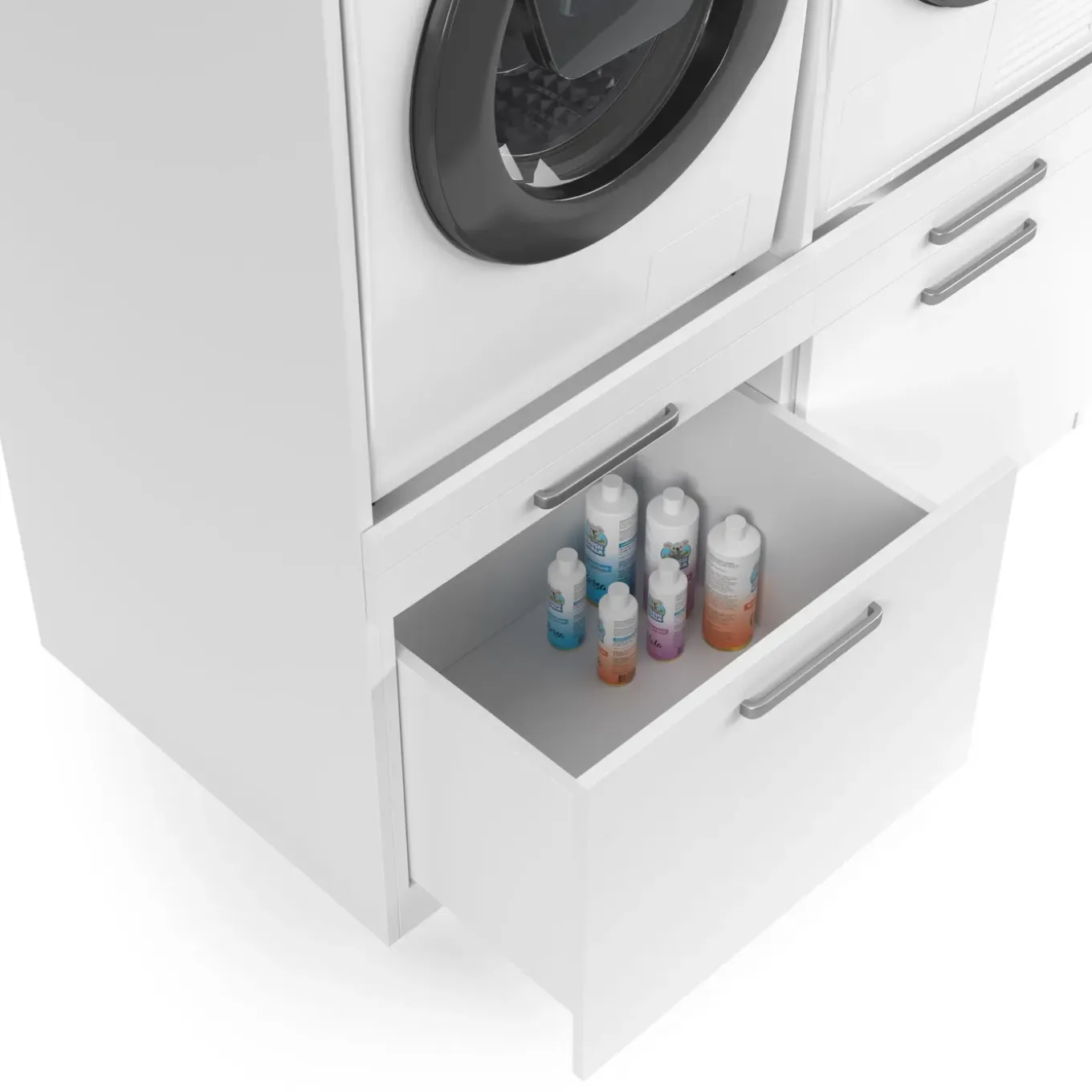 Wasophoogte Wasmachine Kast Venice - 700d X 1330b X 2350h Mm - Wit