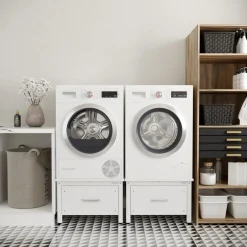 Wasophoogte Wasmachine Verhoger Met Lade - 42cm Hoog - Wit - Universeel- Dubbel