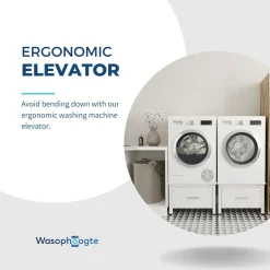 Wasophoogte Wasmachine Verhoger Met Lade - 42cm Hoog - Wit - Universeel- Dubbel