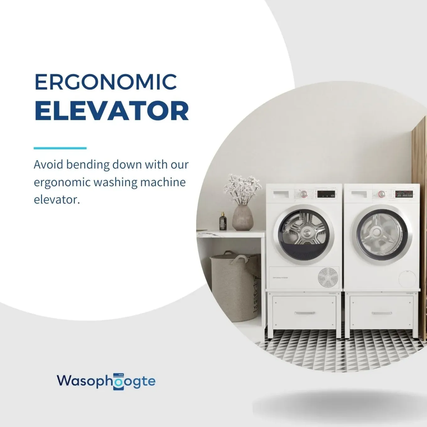 Wasophoogte Wasmachine Verhoger Met Lade - 42cm Hoog - Wit - Universeel- Dubbel