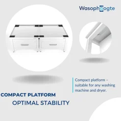 Wasophoogte Wasmachine Verhoger Met Lade - 42cm Hoog - Wit - Universeel- Dubbel