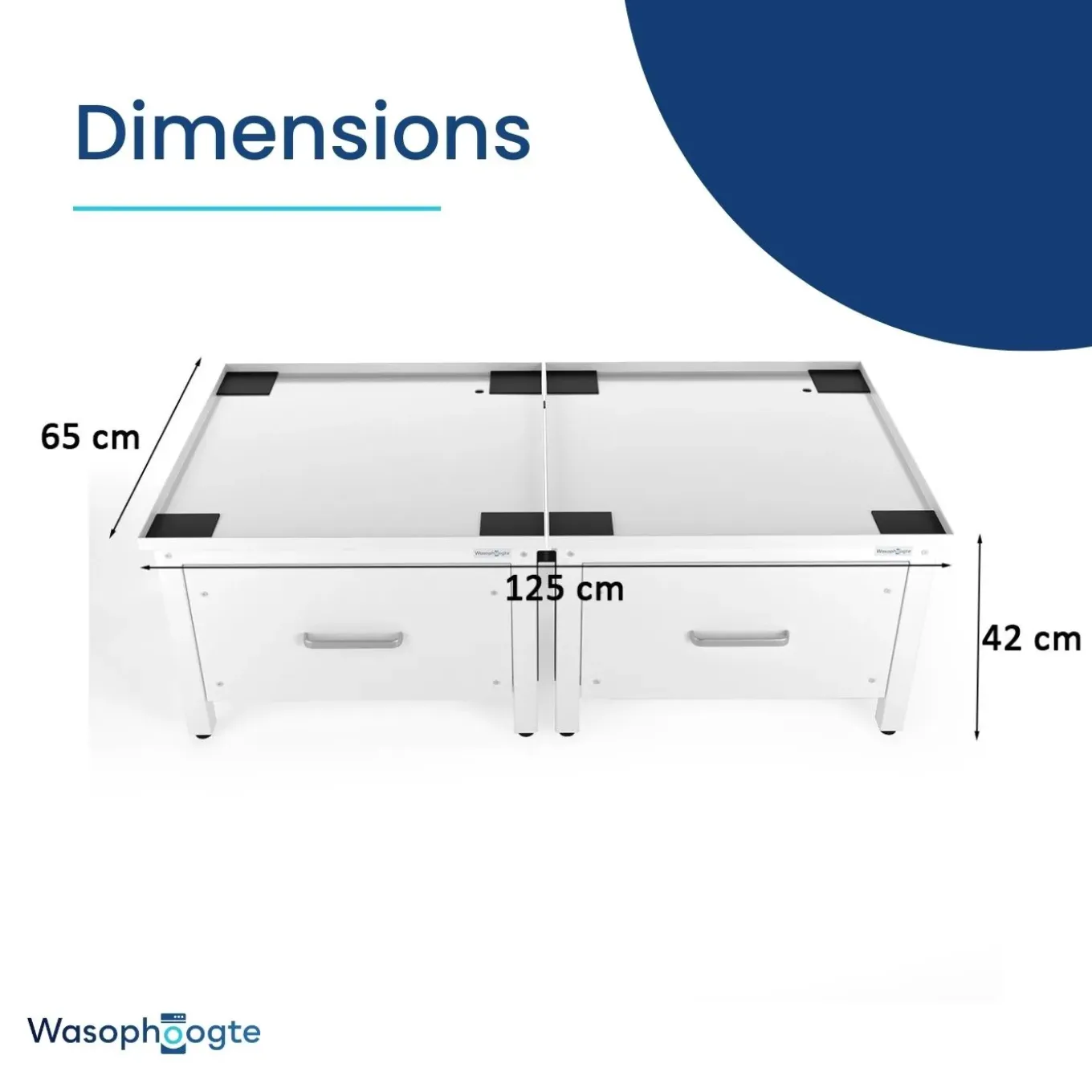 Wasophoogte Wasmachine Verhoger Met Lade - 42cm Hoog - Wit - Universeel- Dubbel