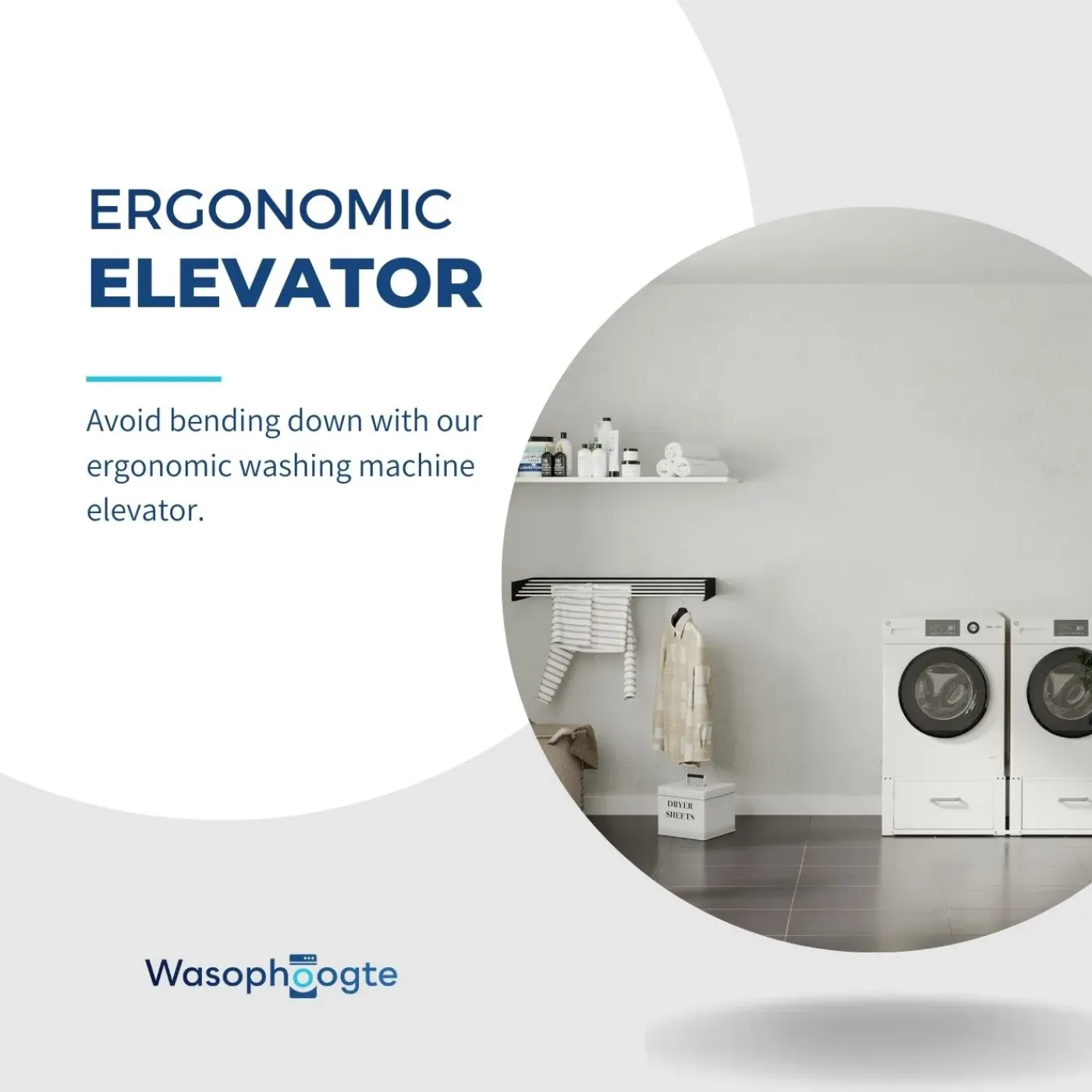 Wasophoogte Wasmachine Verhoger Met Lade - 31cm Hoog - Wit - Universeel- Dubbel