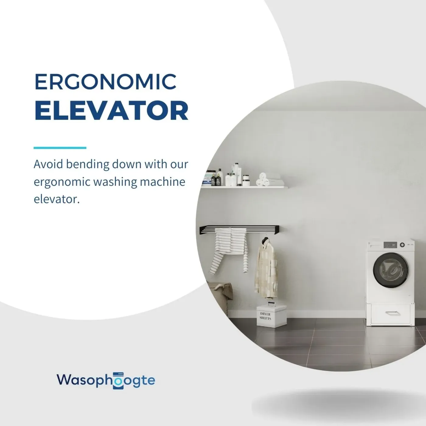 Wasophoogte Wasmachine Verhoger Met Lade - 31cm Hoog - Wit - Universeel