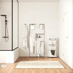 Wasophoogte Wasmand 3 Vakken - Wit - Met Wieltjes