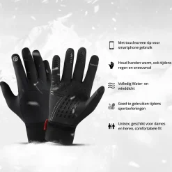 Waterafstotend- en winddichte Handschoenen Premium - Touchscreen - Zwart -M