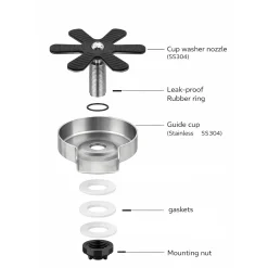 Waterval Glazenspoeler Cupwasher Deluxe 120 Mm Ss304 - Inbouw - Geborsteld - Zilver