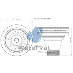 Waterval Korfplugset 114 Mm Zonder Overloop - Universeel G1½ - Ss304 - Zilver