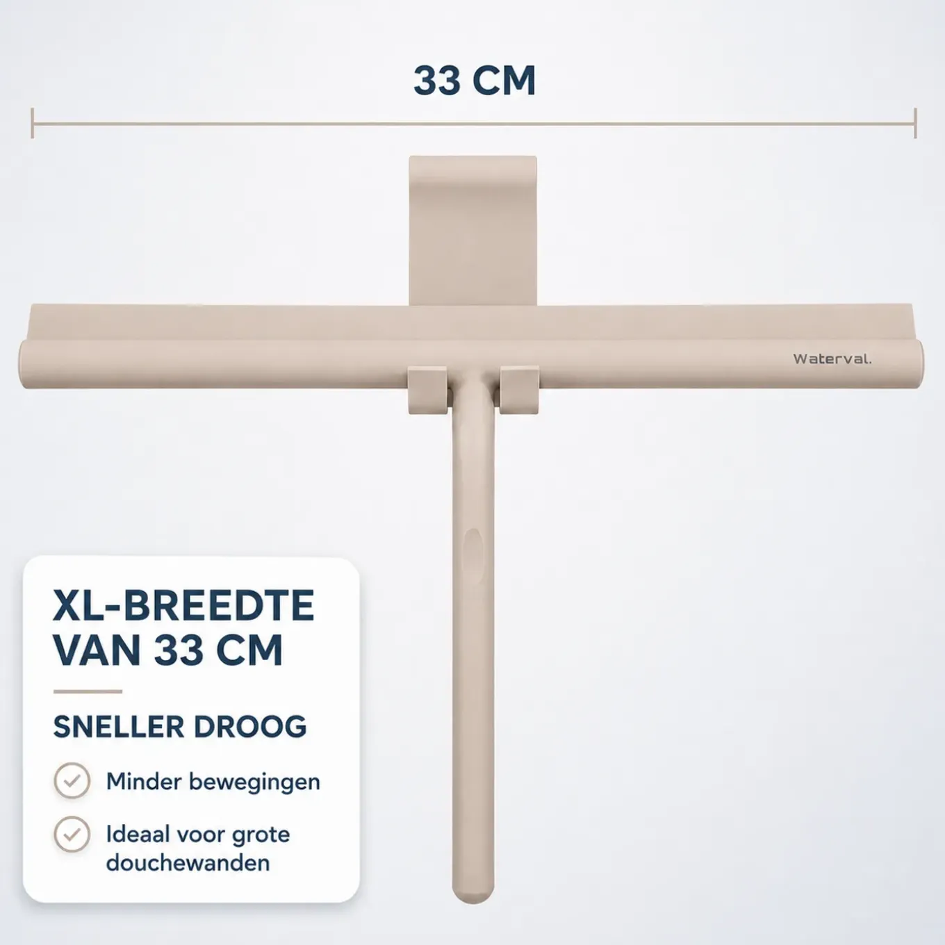 Waterval Xl Douchewisser 33cm – Siliconen Trekker Voor Douchewand & Badkamer – Taupe