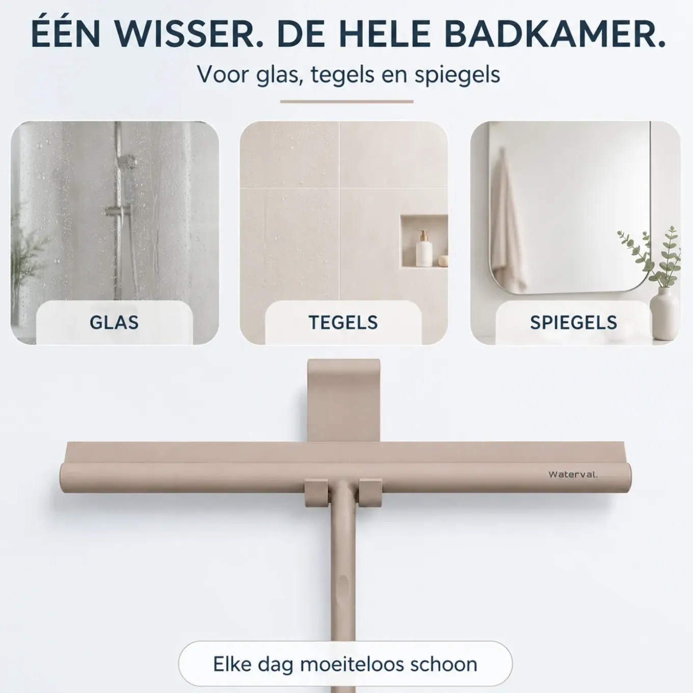 Waterval Xl Douchewisser 33cm – Siliconen Trekker Voor Douchewand & Badkamer – Taupe