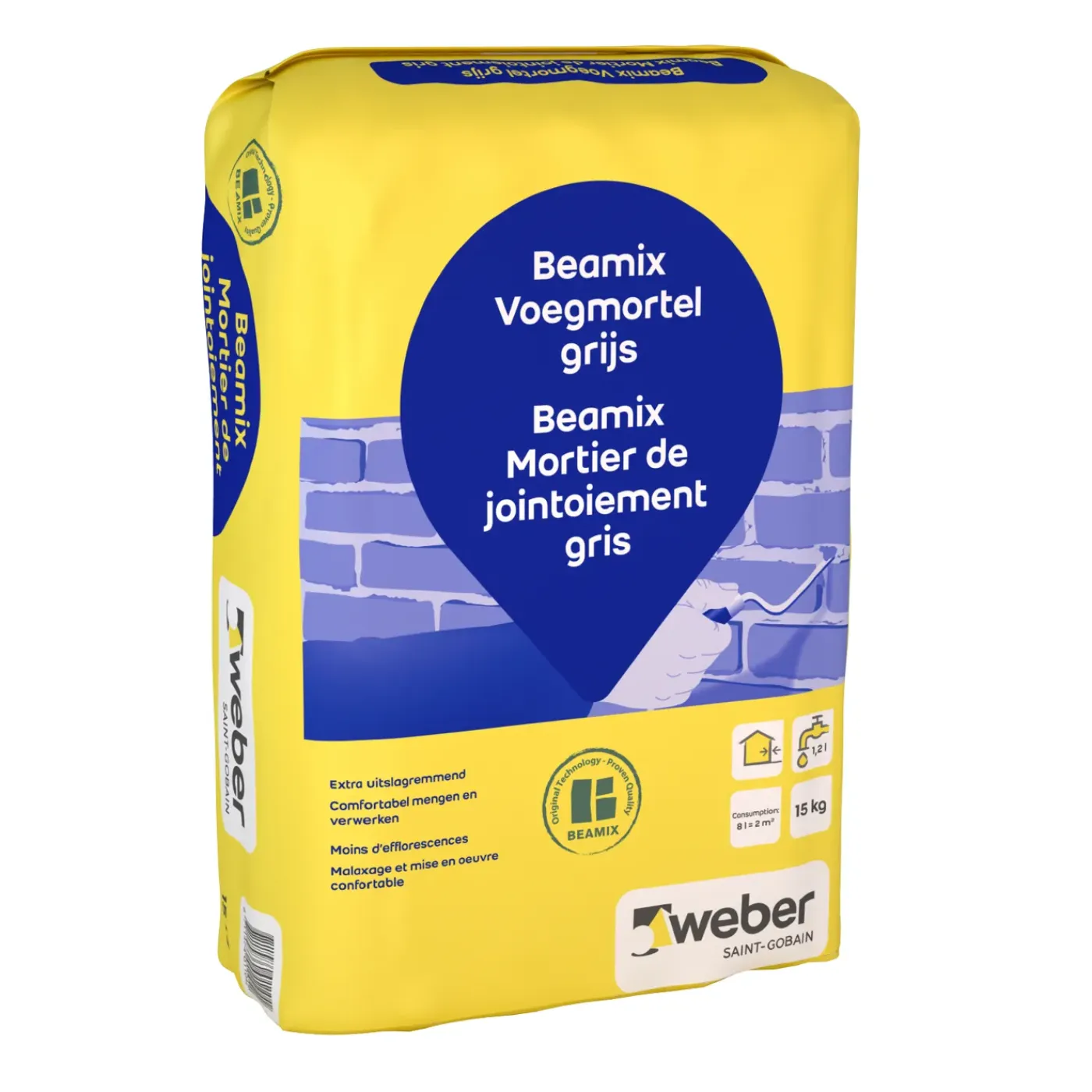 Beamix Weber Voegmortel - 15kg - Grijs