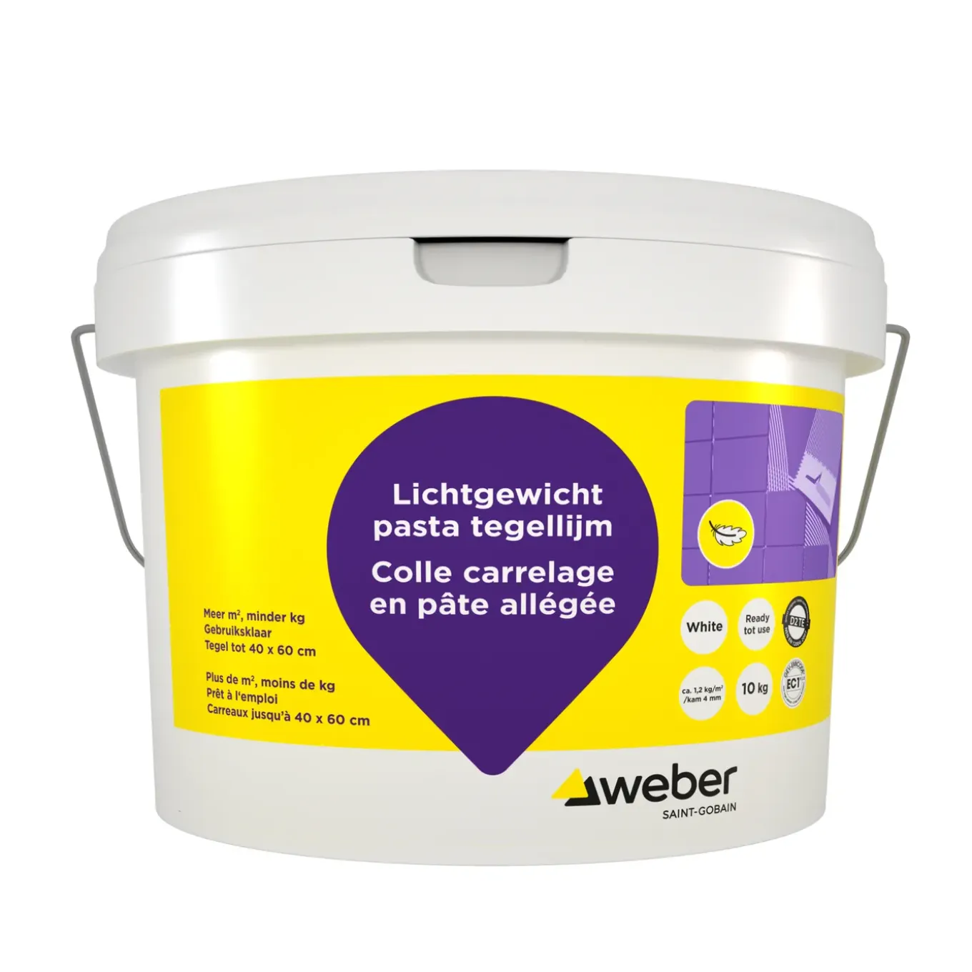 Weber Tegellijm Lichtgewicht Pasta - Wit - 10 kg - Gebruiksklaar - Binnengebruik