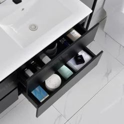 WEBO sanitair WEBO Badkamermeubel Set London 140cm - Zwart - Badmeubel met Wastafel - Inclusief 2 kranen en afvoer