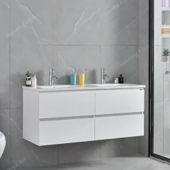 WEBO sanitair WEBO Badkamermeubel Set London 120cm - Wit - Badmeubel met Witte Wastafel