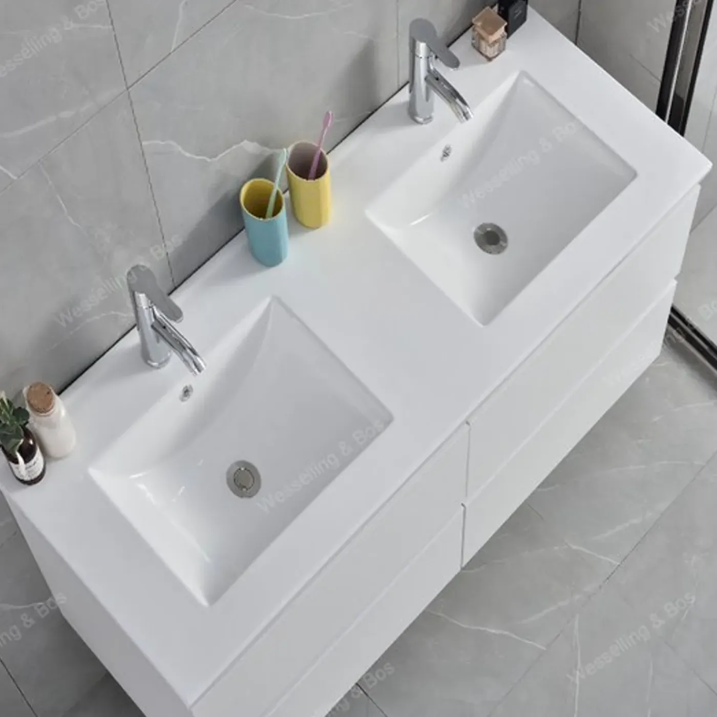 WEBO sanitair WEBO Badkamermeubel Set London 120cm - Wit - Badmeubel met Witte Wastafel