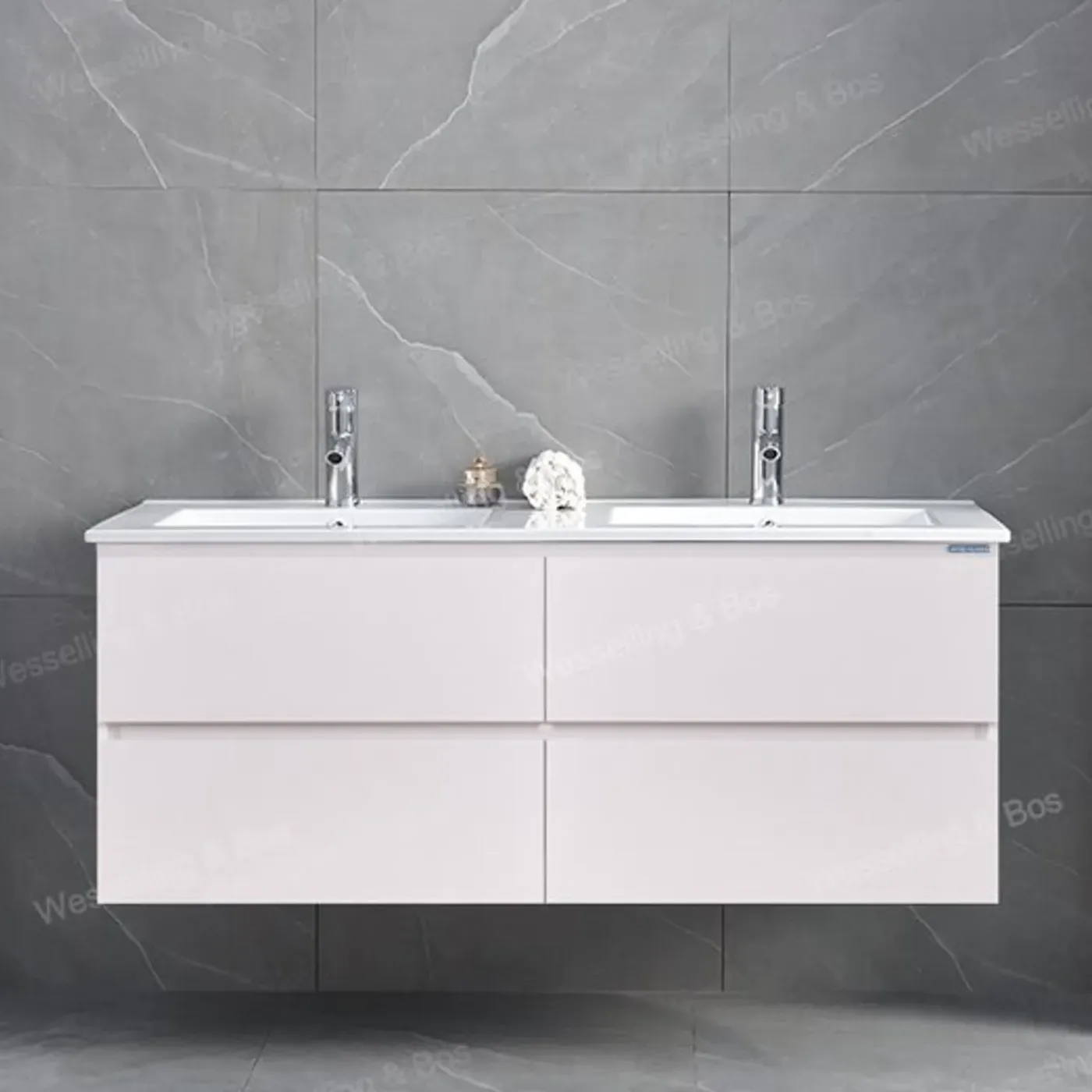 WEBO sanitair WEBO Badkamermeubel Set London 120cm - Wit - Badmeubel met Witte Wastafel