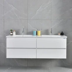 WEBO sanitair WEBO Badkamermeubel Set London 120cm - Wit - Badmeubel met Witte Wastafel