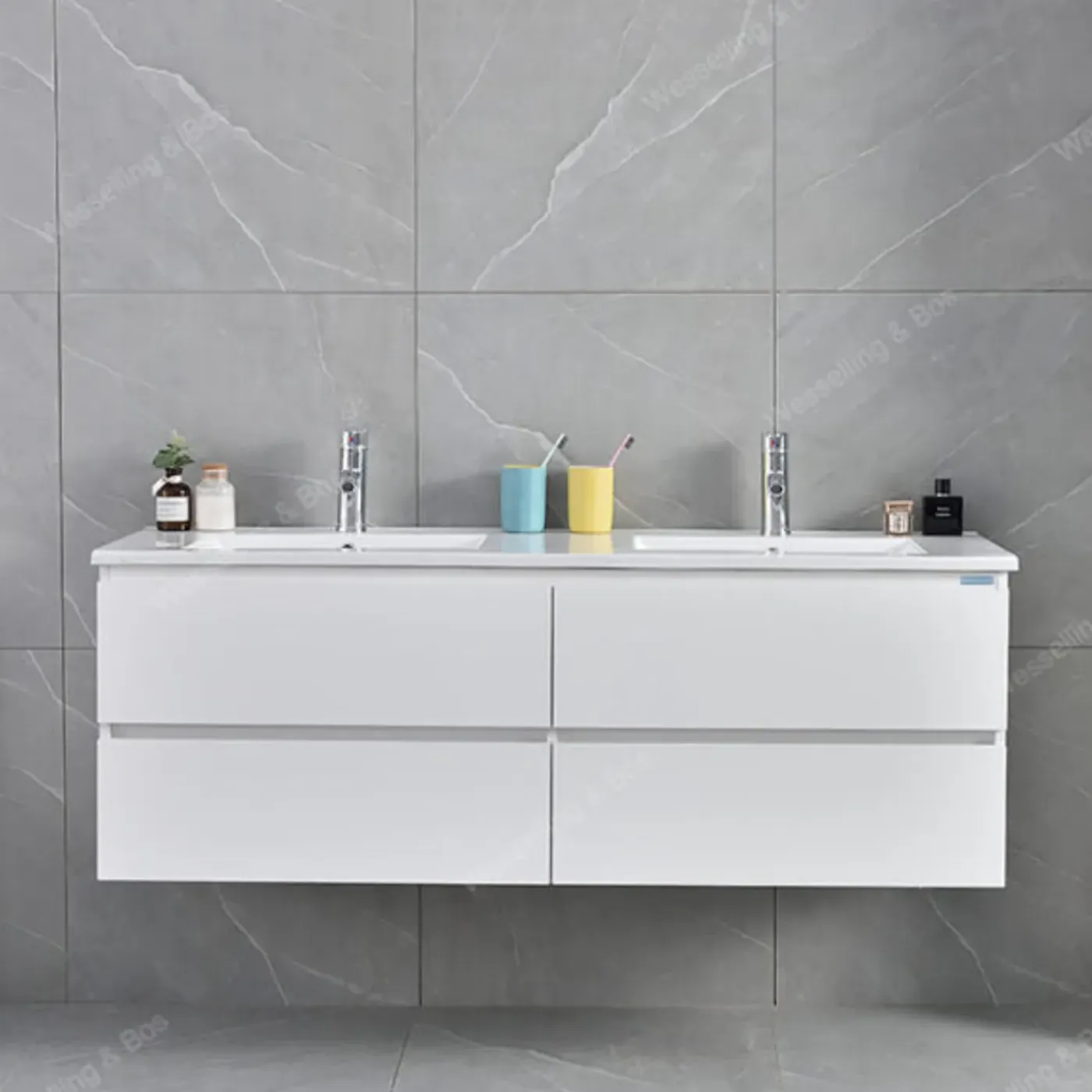 WEBO sanitair WEBO Badkamermeubel Set London 120cm - Wit - Badmeubel met Witte Wastafel
