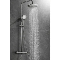 WEBO Doucheset - EUPHORIA Regendouche Gun Metal- Doucheset Met Thermostaatkraan