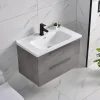 WEBO London Compleet Geleverd Beton inclusief mat zwarte kraan en afvoer 80 cm