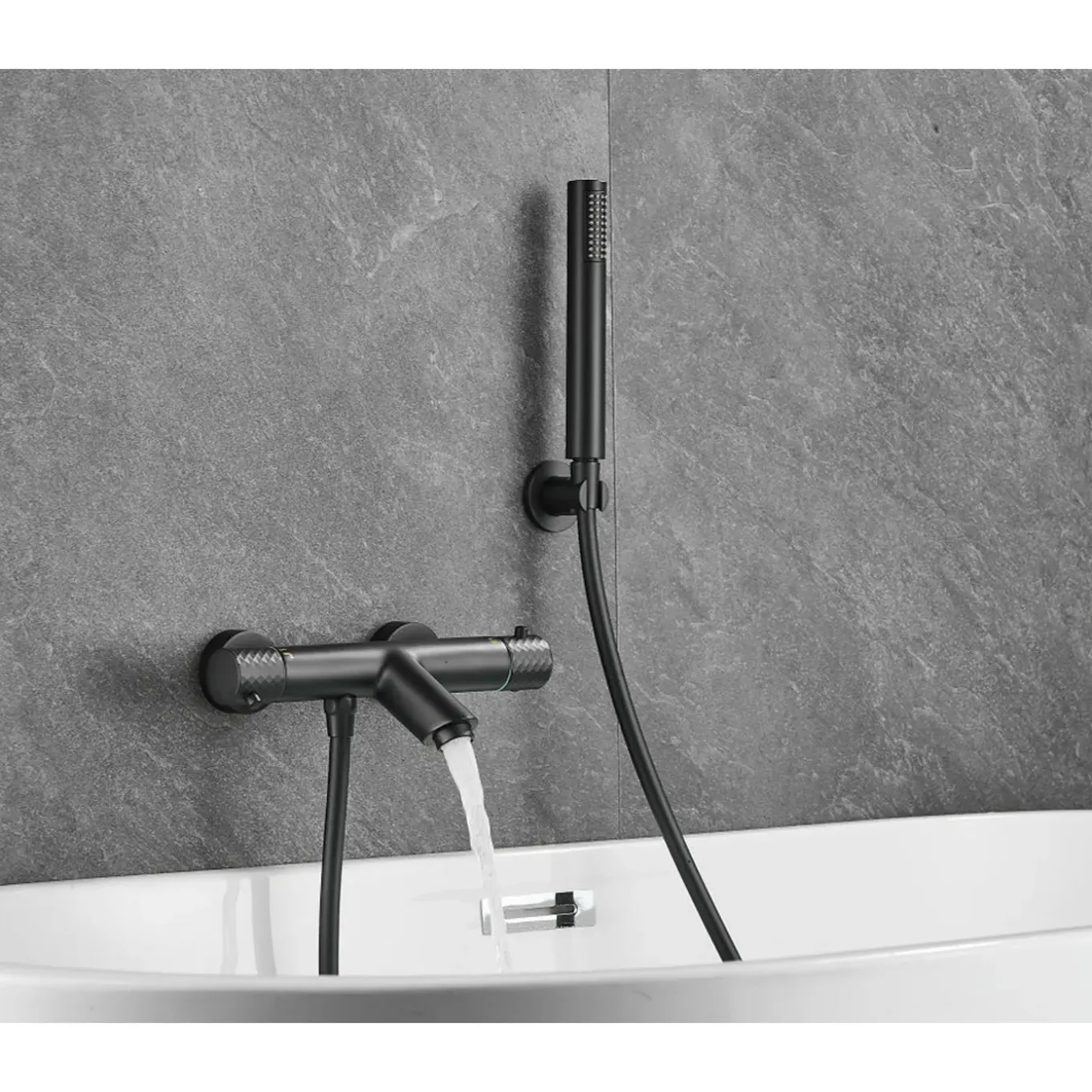 WEBO Oliver opbouw badkraan met handdouche complete set - mat zwart