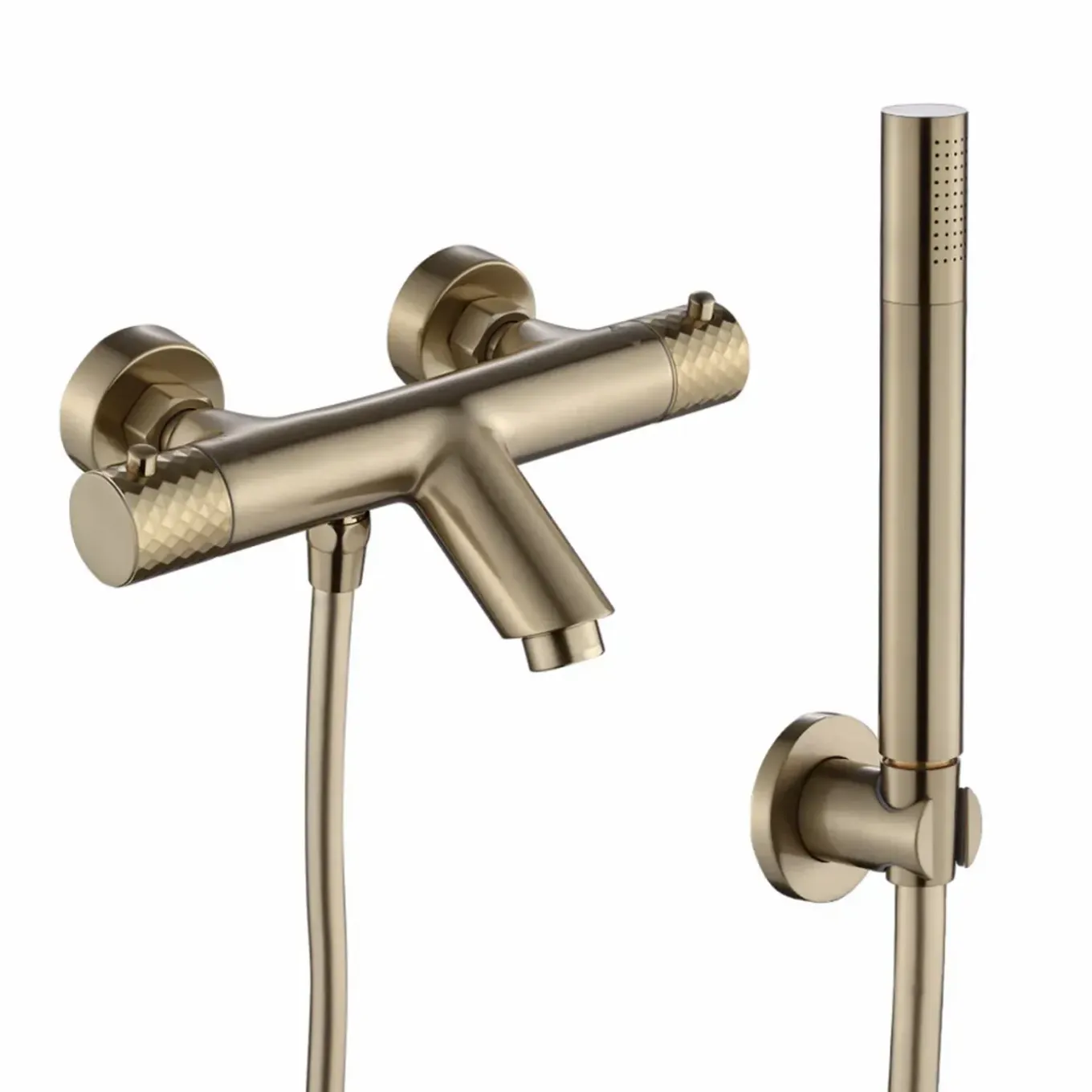 WEBO Oliver opbouw badkraan met handdouche complete set - mat goud geborsteld