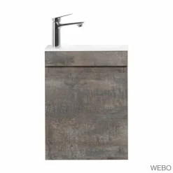 Webo Toiletmeubel Compleet Set 40x22cm Grijs (inclusief Overloop, Kraan, Sifon En Clickwaste)