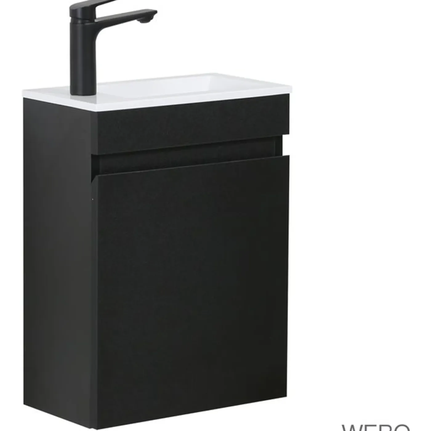 WEBO sanitair Webo Toiletmeubel Compleet Set 40x22cm Mat Zwart (inclusief Overloop, Kraan, Sifon En Clickwaste)