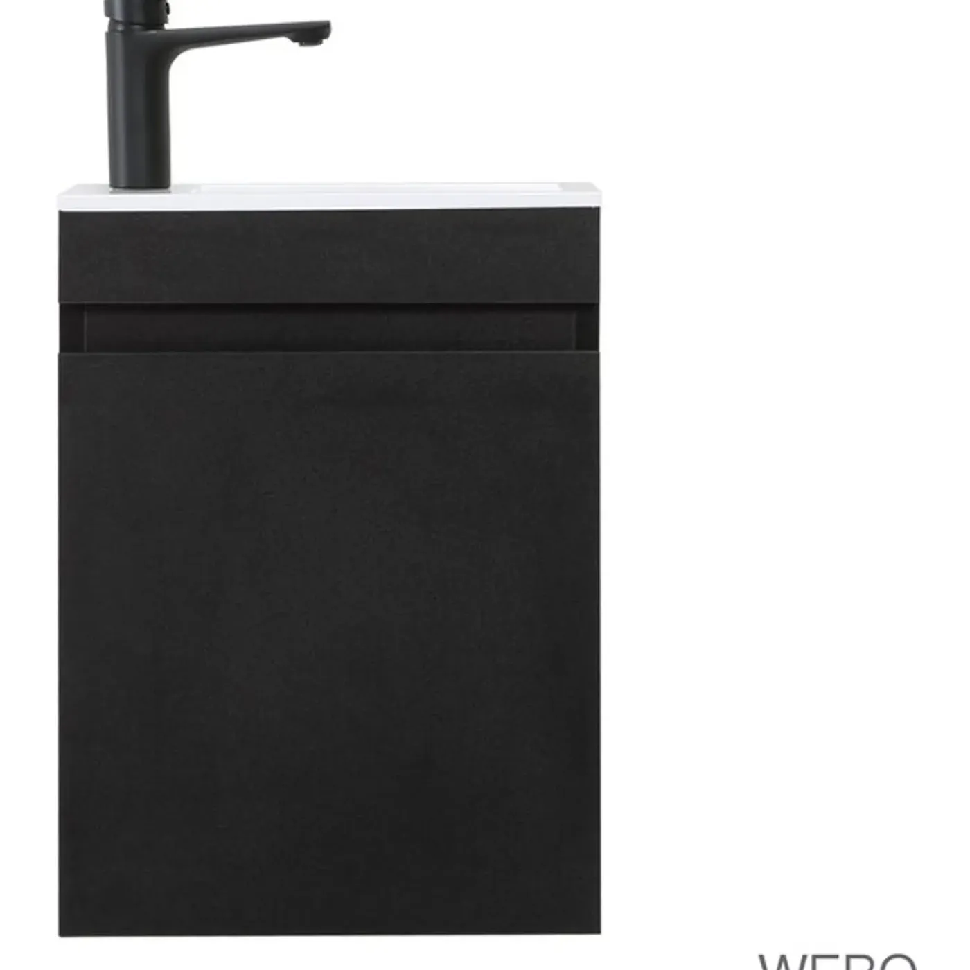 WEBO sanitair Webo Toiletmeubel Compleet Set 40x22cm Mat Zwart (inclusief Overloop, Kraan, Sifon En Clickwaste)