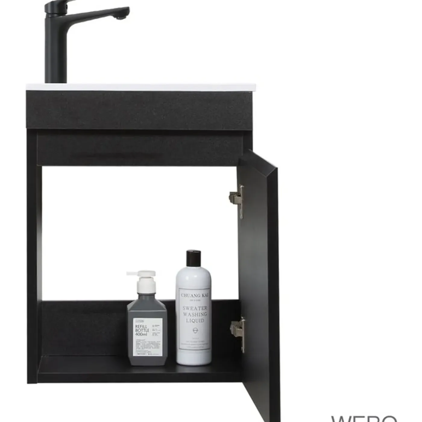 WEBO sanitair Webo Toiletmeubel Compleet Set 40x22cm Mat Zwart (inclusief Overloop, Kraan, Sifon En Clickwaste)