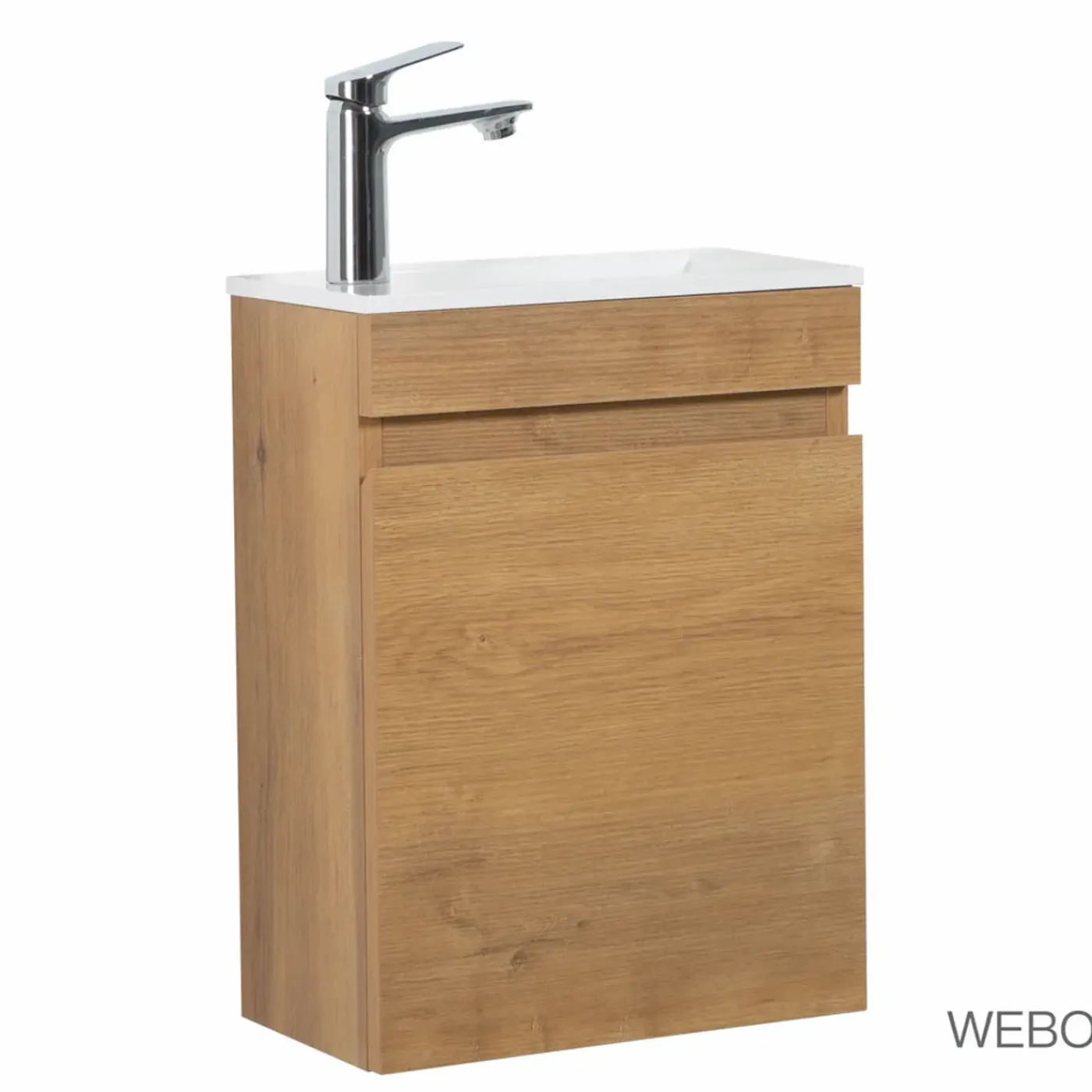 WEBO sanitair Webo Toiletmeubel Complete Set 40x22cm Eiken (inclusief Overloop, Kraan, Sifon En Klikafvoer)
