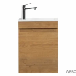 WEBO sanitair Webo Toiletmeubel Complete Set 40x22cm Eiken (inclusief Overloop, Kraan, Sifon En Klikafvoer)