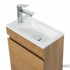 WEBO sanitair Webo Toiletmeubel Complete Set 40x22cm Eiken (inclusief Overloop, Kraan, Sifon En Klikafvoer)