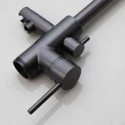 WEBO sanitair WEBO Vrijstaande Badmengkraan met staafhanddouche en 150cm doucheslang Gun Metal Badkraan Rio