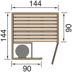 Weka hoeksauna Kiruna 1 3,6kW BioS 230V 144x144cm