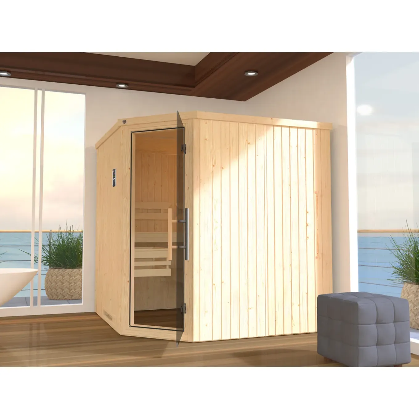 Weka hoeksauna Varberg 3 GT, 7,5 Kw OS 194x194cm