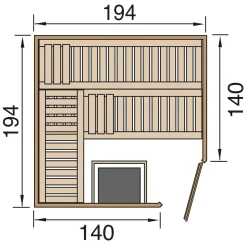 Weka hoeksauna Varberg 3 GT, 7,5 Kw OS 194x194cm