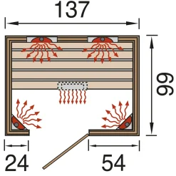 Weka Infrarood sauna Tanilla 2 Compleet 99x137cm