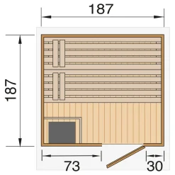 Weka saunahuis Naantali voor buiten 9 Kw BioS 210x249cm