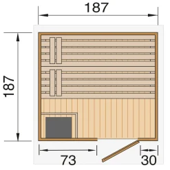 Weka saunahuis Naantali voor buiten 9Kw OS 210x249cm