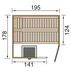 Weka sauna Turku 1 GTF 7,5 kW BioS 178x195cm