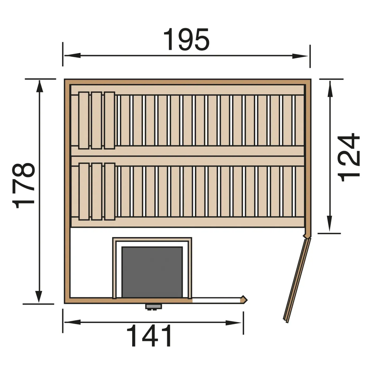 Weka sauna Turku 1 GTF 7,5 kW BioS 178x195cm
