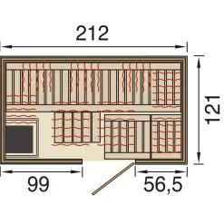 Weka Uppsala alles-in-1 sauna (IR, Fins en Stoombad) 121x212cm