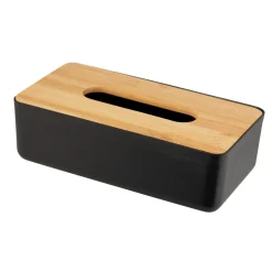 Wenko Badkameropberger Rotello - Tissuebox - Zwart - 24x7,5x12,7cm