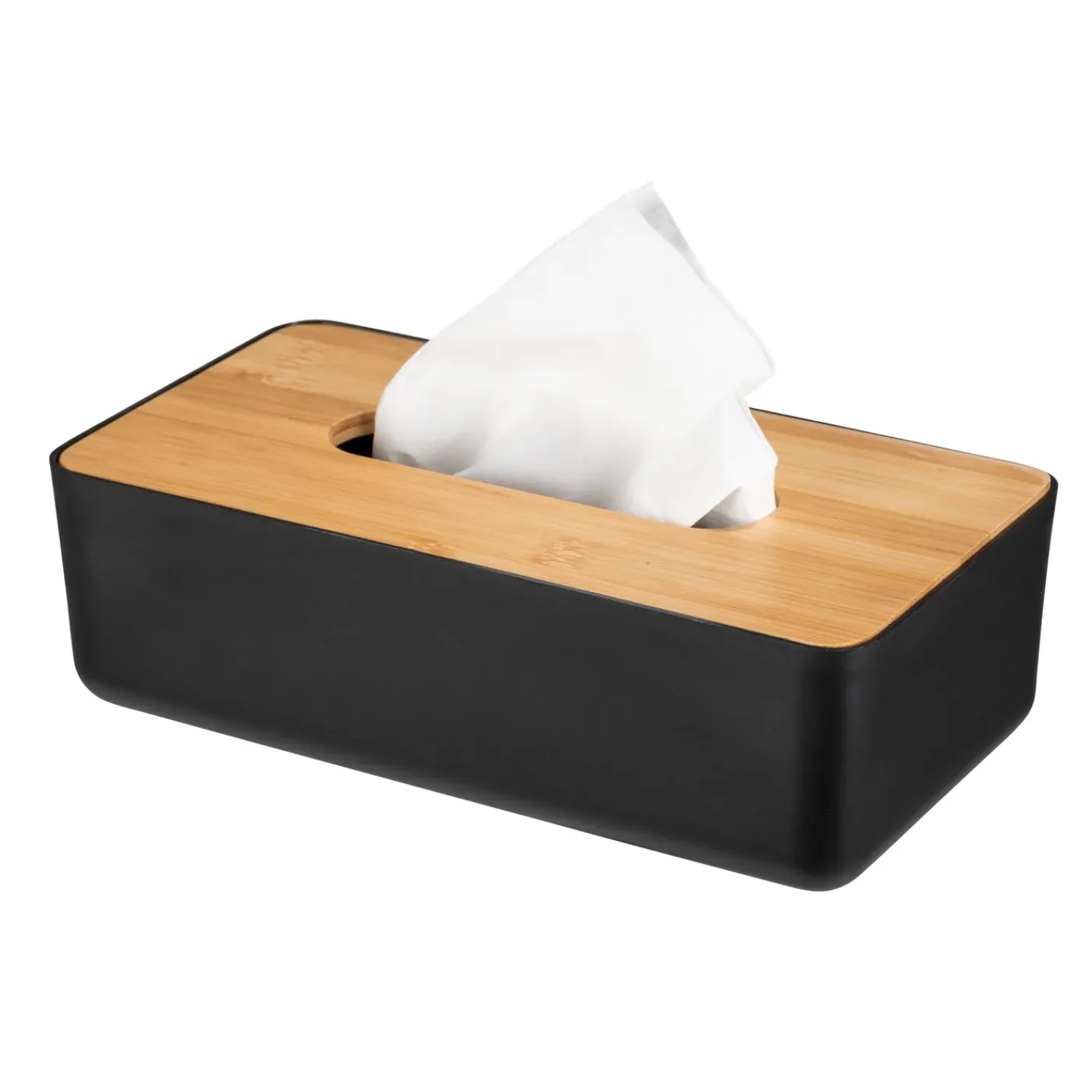 Wenko Badkameropberger Rotello - Tissuebox - Zwart - 24x7,5x12,7cm